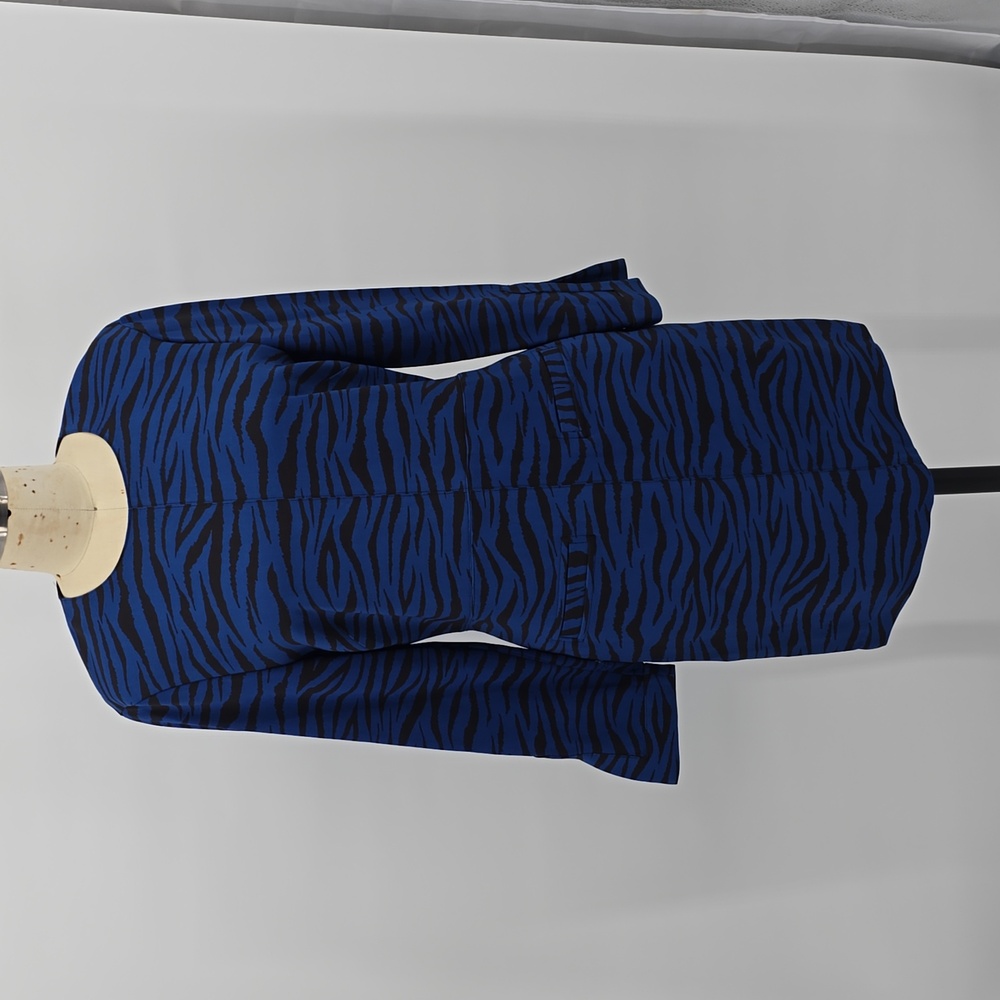 A.L.C Blue Cheetah-Print Print Long Sleeves Mini Dress Size 6